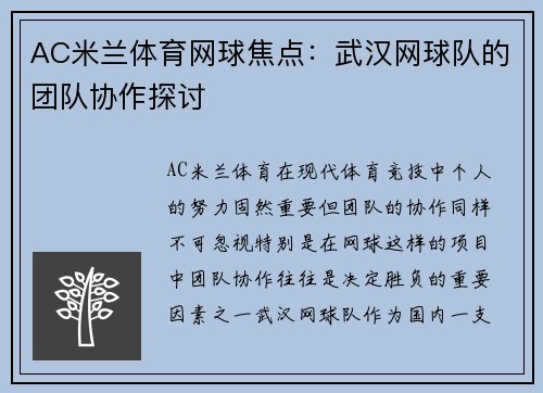 AC米兰体育网球焦点：武汉网球队的团队协作探讨